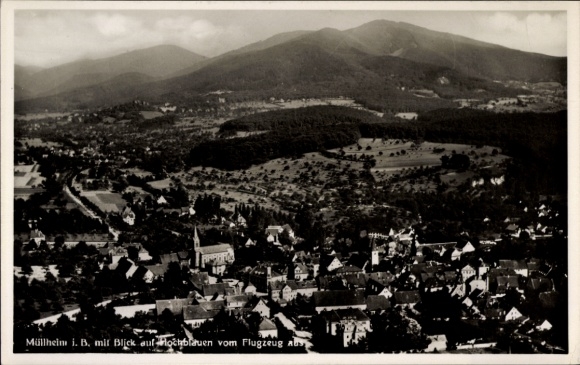 Postcard Müllheim in Baden, Panorama, Hochblauen, aerial photograph