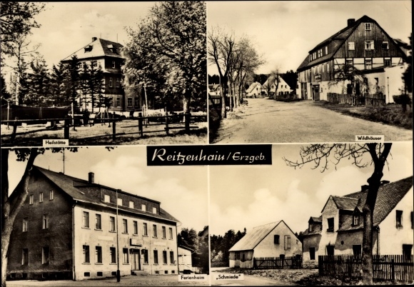 Ak Reitzenhain Marienberg in het Ertsgebergte, sanatorium, wilde huizen, vakantiehuis, smederij