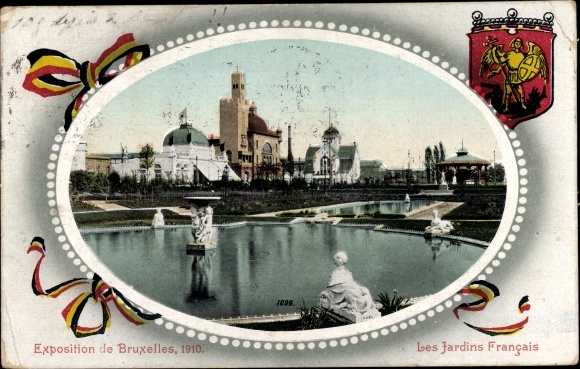 Passepartout coat of arms PC Brussels exhibition 1910, Les Jardins Francais
