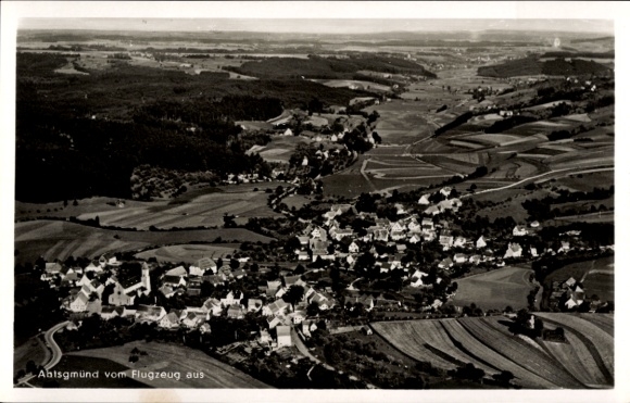 Postcard Abtsgmünd Ostalbkreis, Abtsgmünd from the plane, aerial photograph, rural surroundings, view