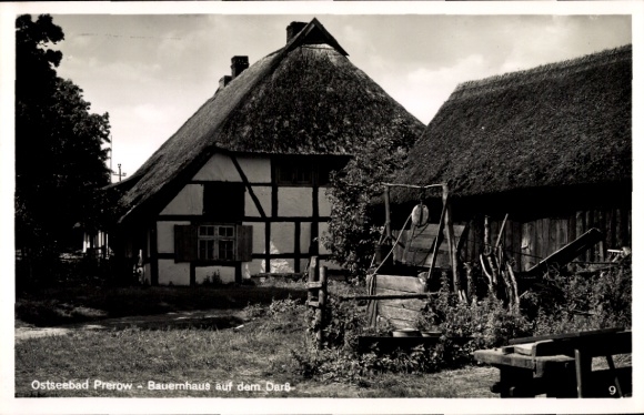 Postcard Ostseebad Prerow on the Darß, farmhouse on the Darß