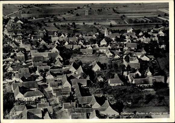 Postcard Grißheim Neuenburg am Rhein Baden, aerial photograph