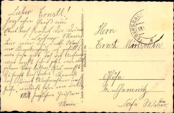 Postcard Ebersbach in Saxony, district hospital, portal