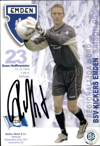 Autogrammkarte Fußballer Sven Hoffmeister, BSV Kickers Emden, Autogramm