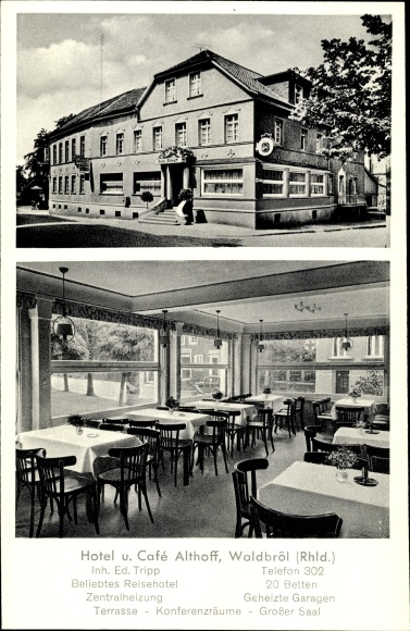 Postcard Waldbröl in the Oberberg district, Hotel and Café Althoff, interior view