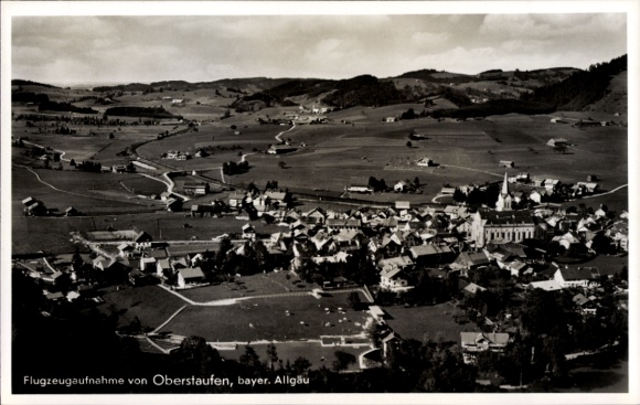 Postcard Oberstaufen in Allgäu, aerial photograph