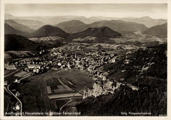 Postcard Hauenstein in the Palatinate, aerial photograph