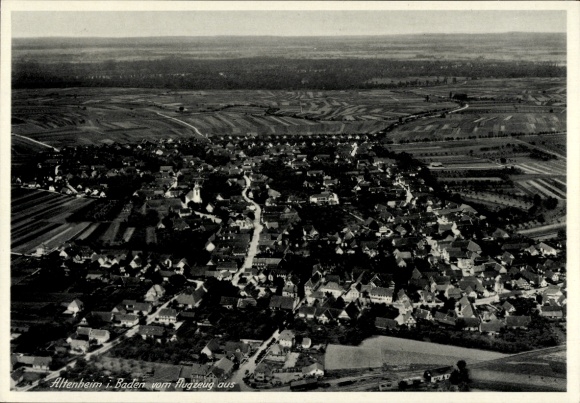 Postcard Altenheim Neuried in Baden, aerial photograph