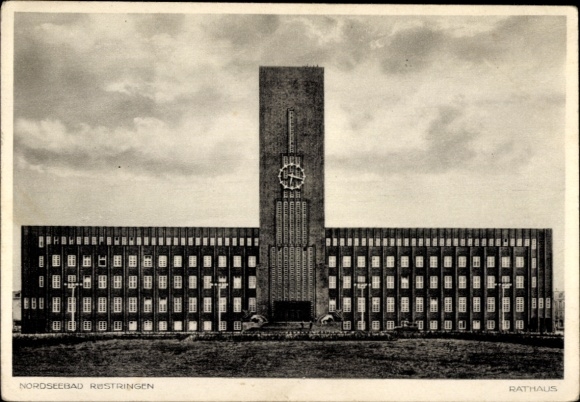 Postcard Rüstringen Wilhelmshaven in Lower Saxony, New Town Hall