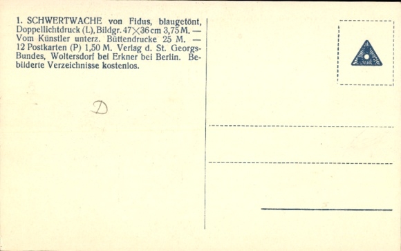 Art Nouveau Artist Postcard Fidus, Schwertwache, No. 1