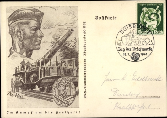 Artist PC Axster Heudtlass, In the fight for freedom, German Wehrmacht, railway gun