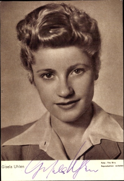 Postcard actress Gisela Uhlen, portrait, autograph