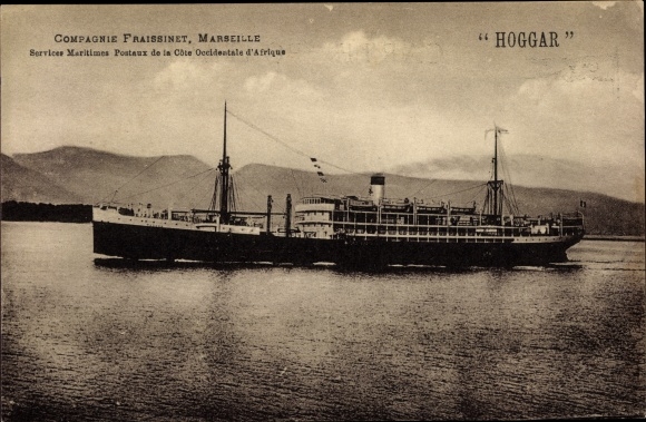 Ak Dampfer Hoggar, Compagnie Fraissinet, Marseille, Services Maritimes Postaux