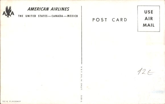Postcard US American passenger aircraft, United Airlines