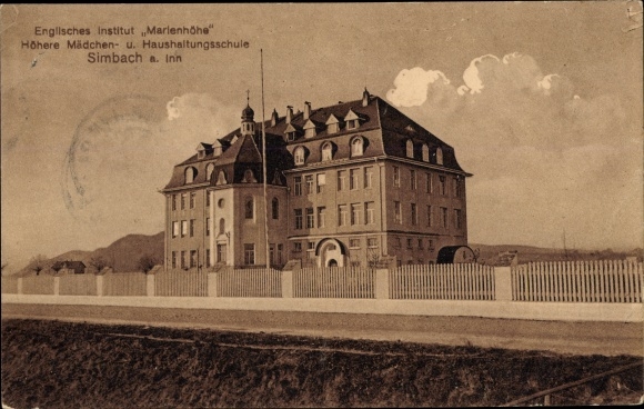 Postcard Simbach am Inn Lower Bavaria, English Institute Marienhöhe, girls and home economics school
