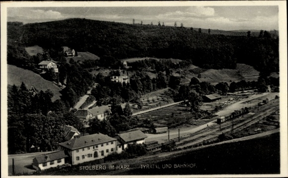 Postcard Stolberg im Harz, Tyratal, train station
