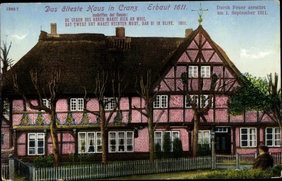 Postcard Hamburg Harburg Cranz, View of the oldest house in Cranz, destroyed in 1911