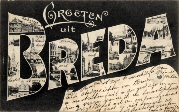 Buchstaben Ak Breda Nordbrabant Niederlande, Detailansichten der Stadt