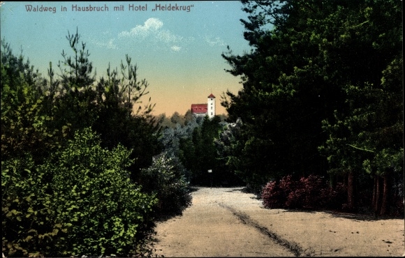 PC Hamburg Harburg Hausbruch, forest path with Hotel Heidekrug