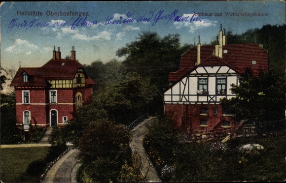 Postcard Oberkaufungen Kaufungen Hessen, Kurhaus and farm buildings