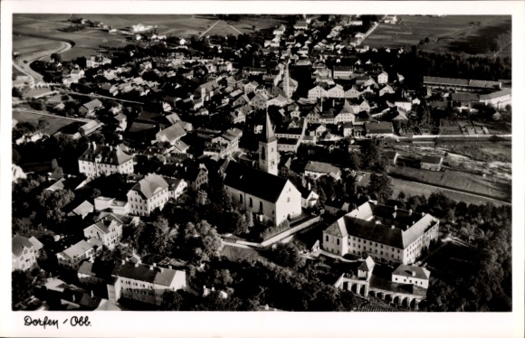 Postcard Dorfen in Upper Bavaria, aerial photograph
