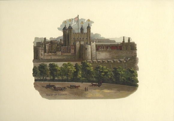 Oblate Tower of London, size approx. 14.5 x 18 cm