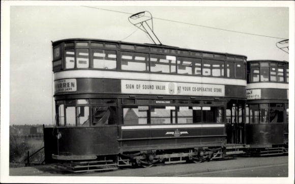Photo British Tram, Leeds, Elland Road Siding, Car 68, Advertisement