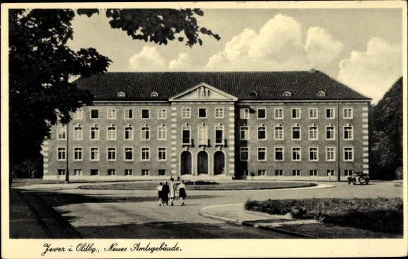 Postcard Jever in Oldenburg, new office building