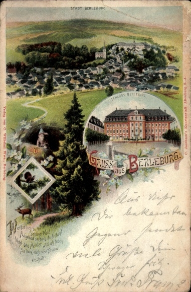Postcard Bad Berleburg in Westphalia, landscape photo, Gruss Castle from