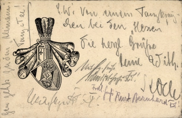 Studentika Postcard Gießen, Corps Hassia, coat of arms