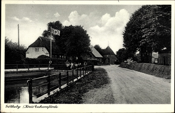 Ak Götheby Fleckeby in Schleswig, Straßenpartie