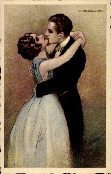 Artist Postcard Corbella, T., Lovers, Embrace