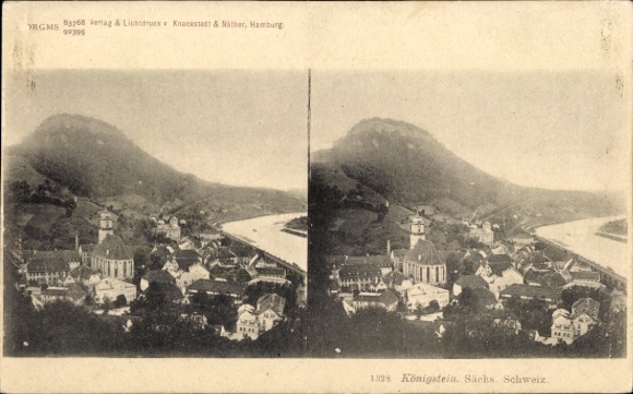 Stereo Ak Königstein Elbe Sächs. Schweiz, Ort, Häuser