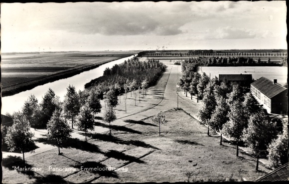 Ak Marknesse Noordoostpolder Flevoland, Panorama Emmeloordseweg