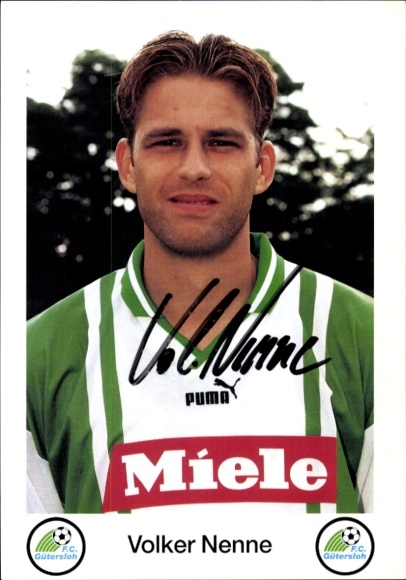 Autogrammkarte Fußballer Volker Nenne, FC Gütersloh, Autogramm