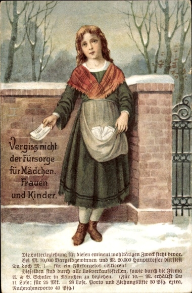 Postcard Child Welfare, Lottery, Don't forget the care for girls, women and children