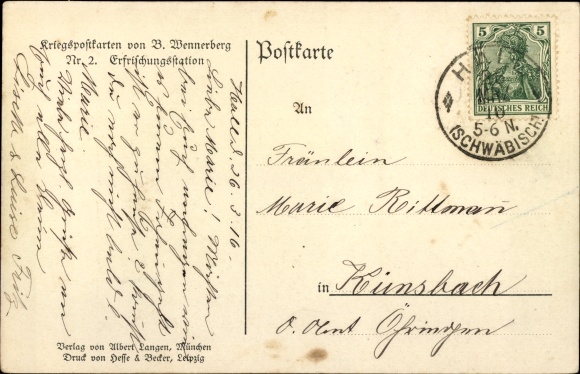 Artist Postcard Wennerberg, B., refreshment station, soldiers getting drinks, train, women