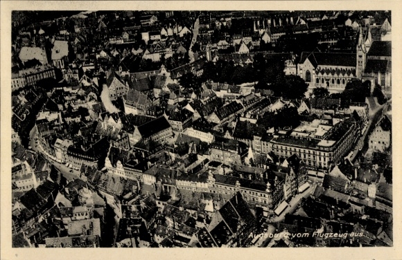 Postcard Augsburg in Swabia, aerial photograph