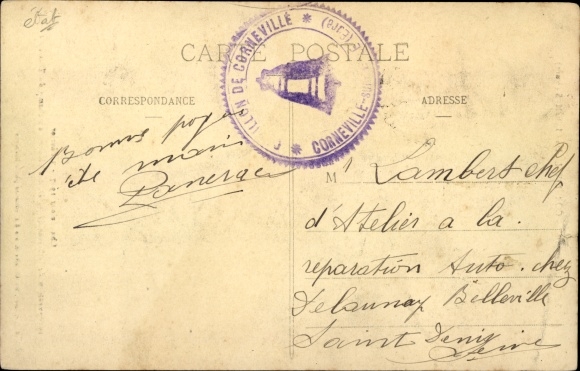 Postcard Corneville les Cloches Eure, Candlemas 1907, Inauguration of the Statue of Our Lady of the Bells