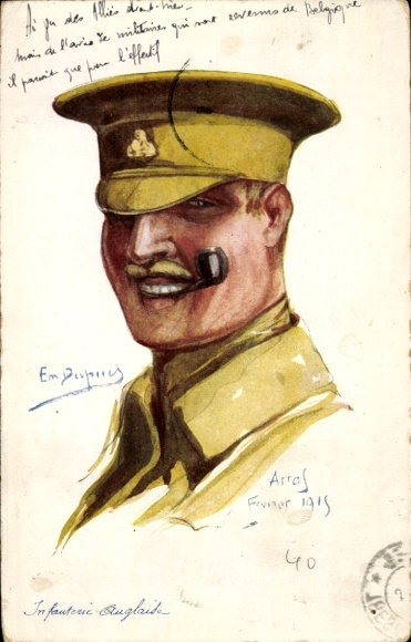 Artysta KP Dupuis, E., Arras 1915, Alianci Francji, żołnierz piechoty brytyjskiej, portret
