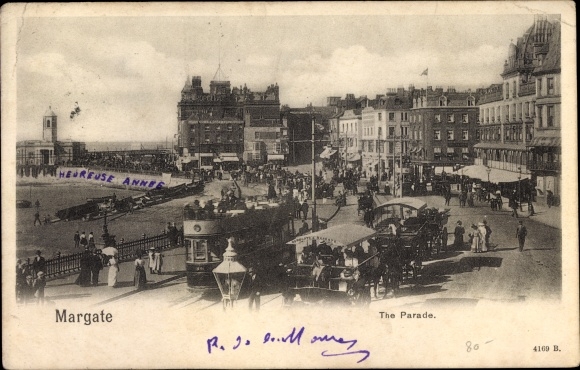Postcard Margate South East England, The Parade, Tram