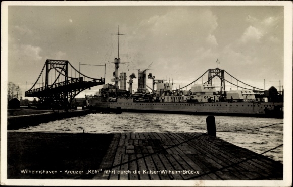 KP Wilhelmshaven w Dolnej Saksonii, niemiecki okręt wojenny, Kolonia, krążownik, most Kaiser Wilhelm