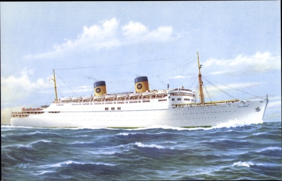 Künstler Ak Dampfer SS Homeric, Home Lines, Seitenansicht
