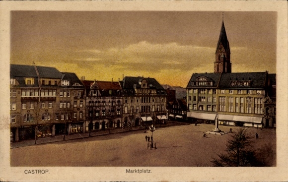 Postcard Castrop Rauxel in the Ruhr area, market square