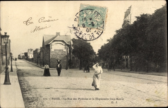 Ak Paris XX, Rue des Pyrenees, le Dispensaire Jouy Rouve