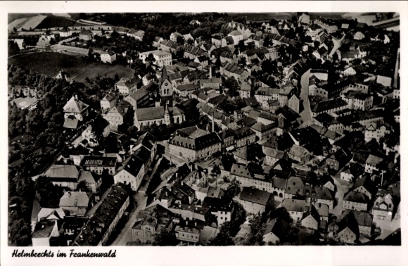 Postcard Helmbrechts in Upper Franconia, aerial photograph