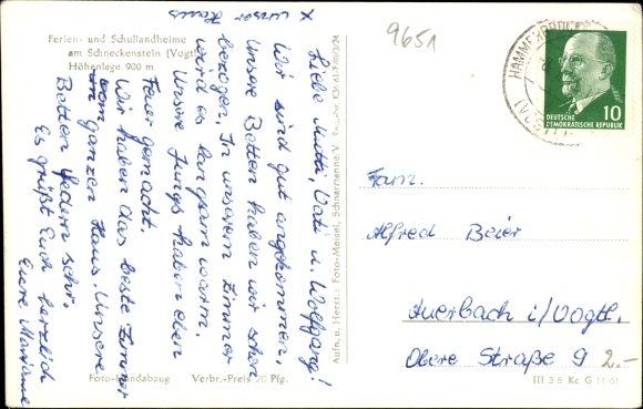 Postcard Schnenstein Tannenbergsthal in the Vogtland, holiday and school camp, winter view