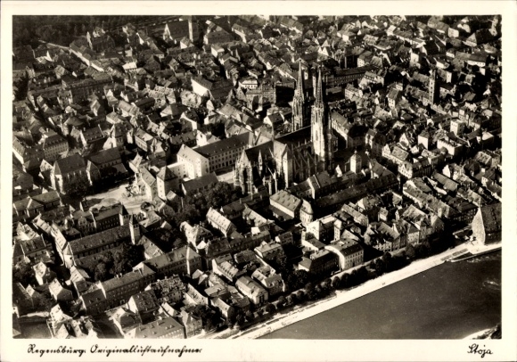 Postcard Regensburg on the Danube Upper Palatinate, aerial photograph