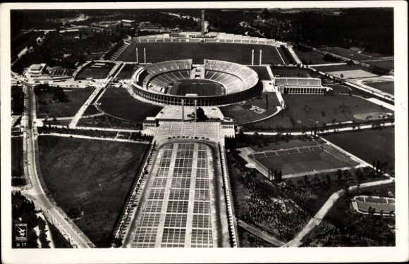 Postcard Berlin Charlottenburg Westend, Reichssportfeld, aerial photograph