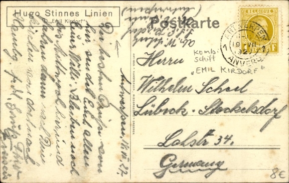 PC steamer Emil Kirdorf, Hugo Stinnes Linien